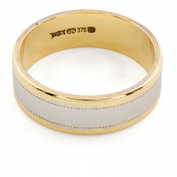 9ct Gold 2-Tone Wedding Ring Size M